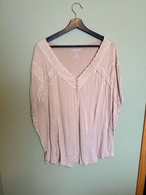 torrid Lace-Trim V-Neck Tunic - Mauve